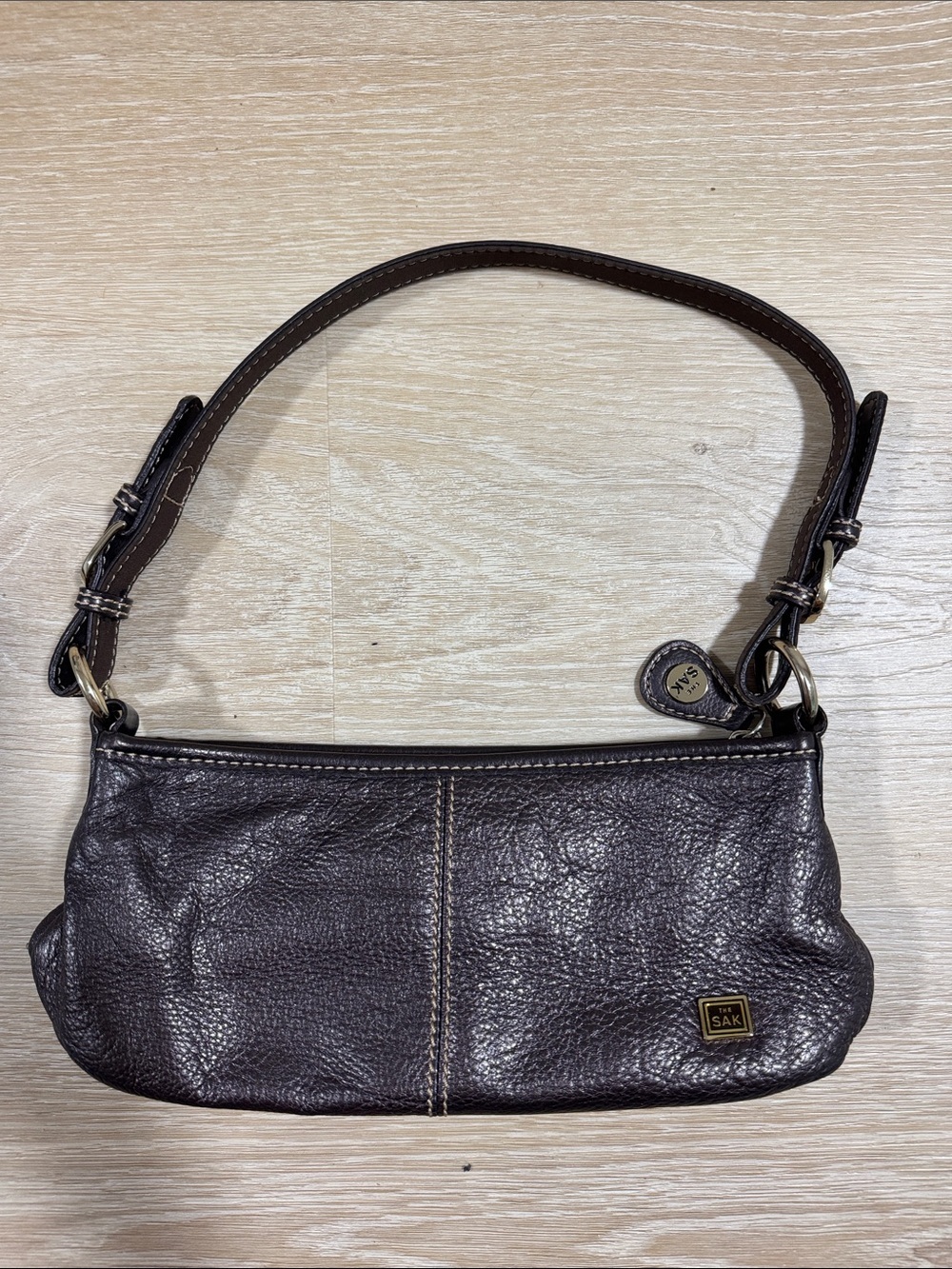 The Sak Dark Brown Pebbled Leather Shoulder Bag